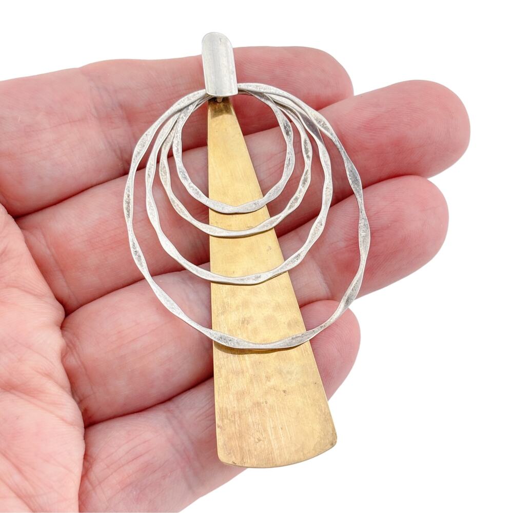 Vintage RLM Studio Sterling Silver Brass Mixed Metal Oval Pendant